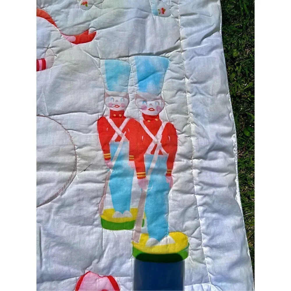 Vintage Nursery Quilt-Dolls, Toy Soldiers, Bears, Blocks Design-READ